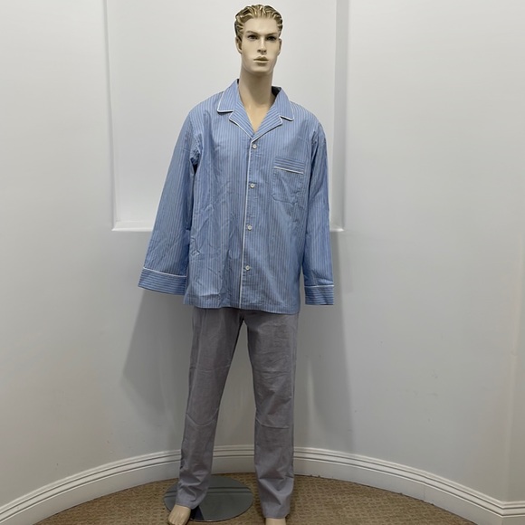 Joseph Abboud Button Up Pajama Shirt Blue And Sail Blue Wind Pants Size XL/36 - Picture 15 of 15